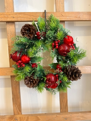 Christmas wreath with holly and cones 10